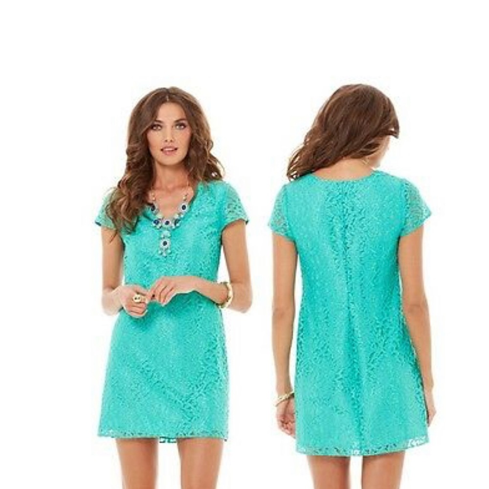 Lilly Pulitzer Erica Seafoam Metallic Lace Dress